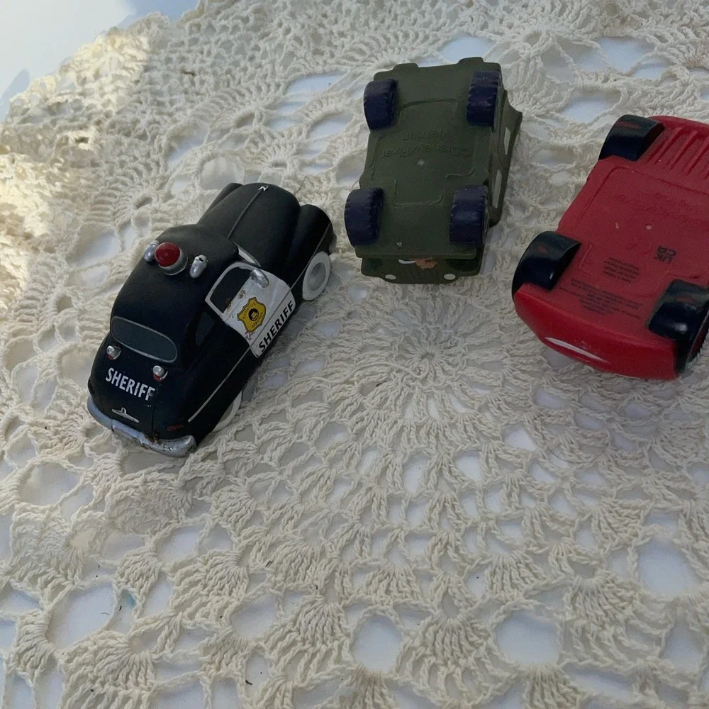 Disney Pixar Cars Vinyl Bath Pool Toys Lightning Sarge Cop Lot Of 3